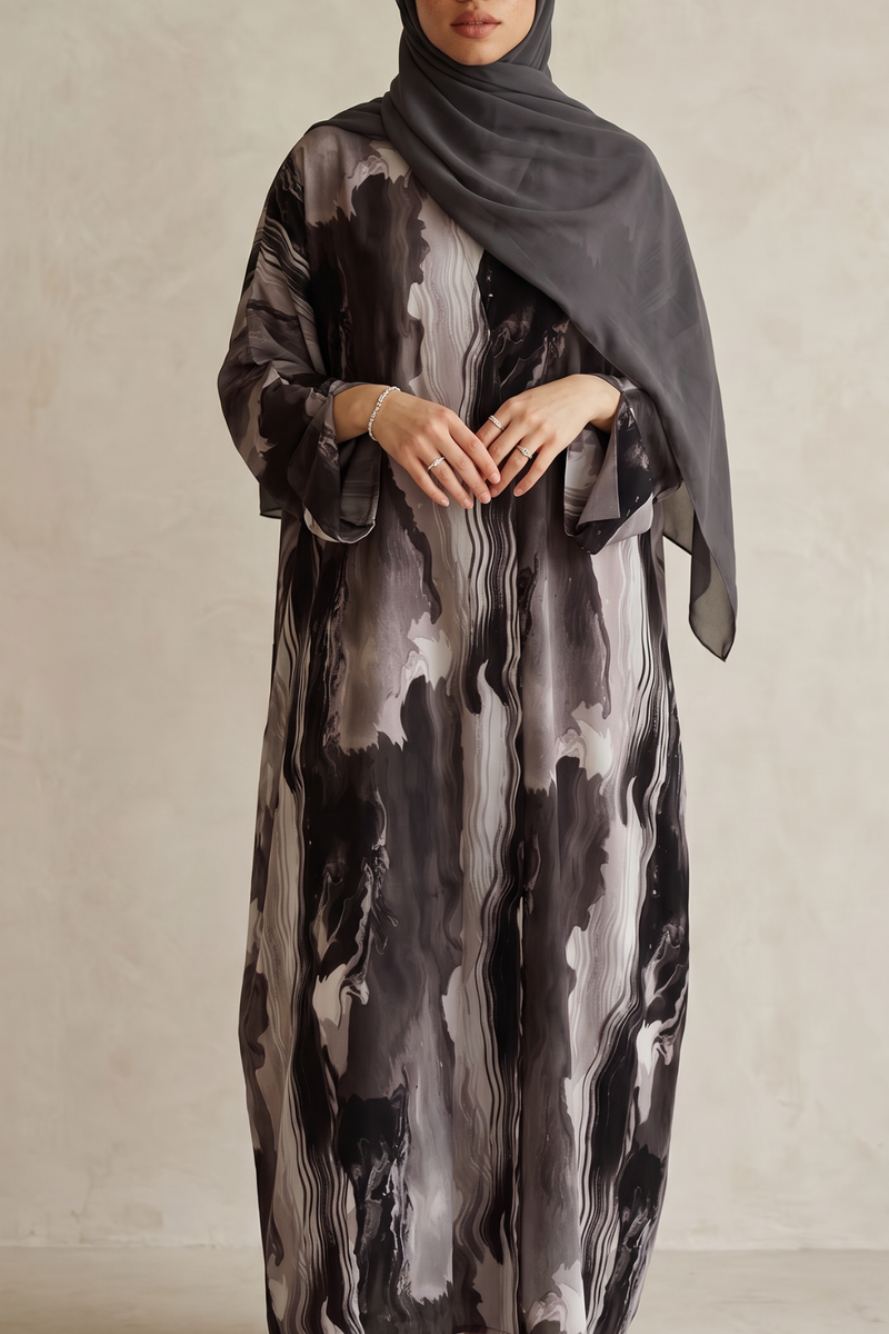 Marble Flow Open Abaya – Modest Girlz
