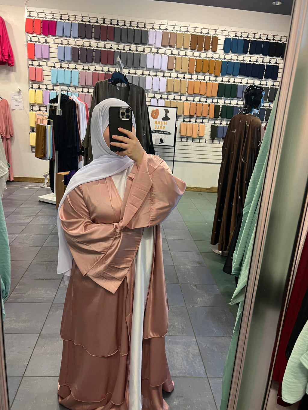 Pink Princess Satin Triple Layered Abaya