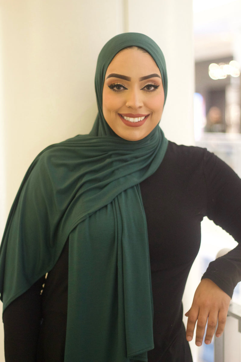 Small Pine Green Light Weight Jersey Hijab
