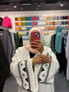 White & BlackEmbroidery Classic Abaya