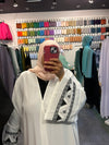 White & BlackEmbroidery Classic Abaya