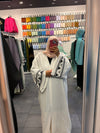 White & BlackEmbroidery Classic Abaya