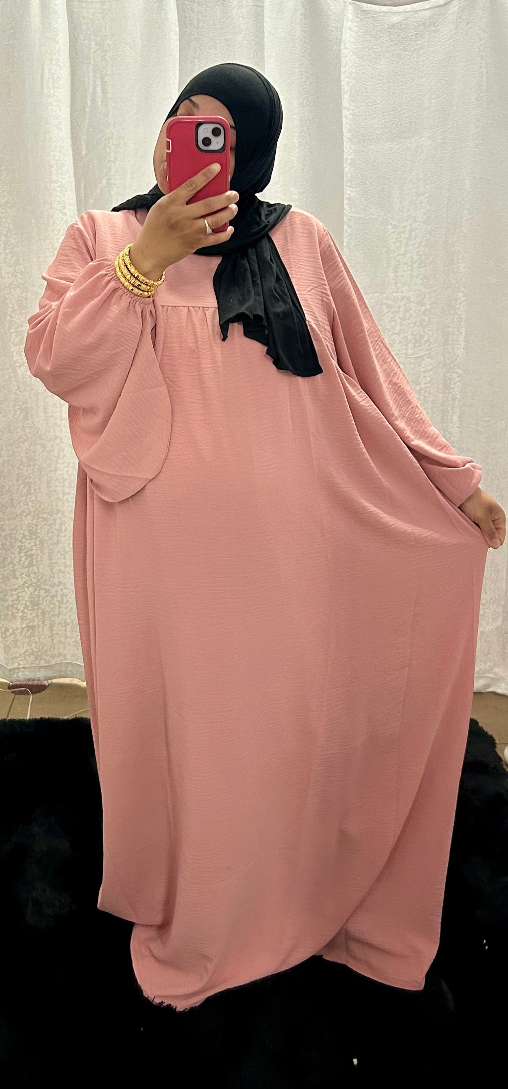 Pretty in Pink Balloon Sleeve Abaya