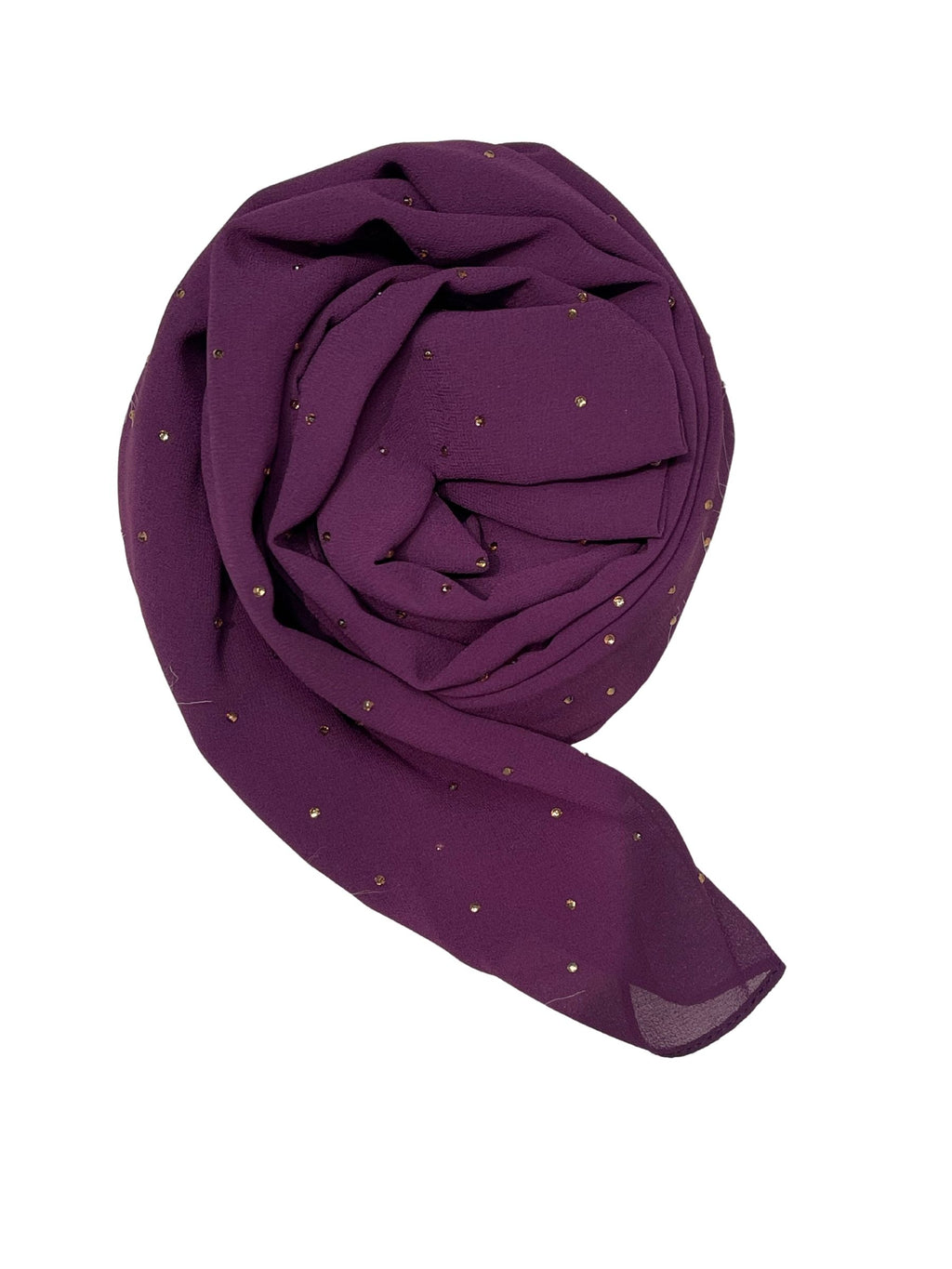 Purple Luxury Rhinestone Chiffon Hijab