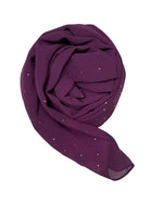 Purple Luxury Rhinestone Chiffon Hijab