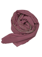Pink Mauve Luxury Rhinestone Chiffon Hijab