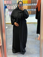 Black Crinkle Open Abaya