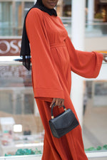 Fiery Orange Dubai Batwing Kaftan Style Abaya