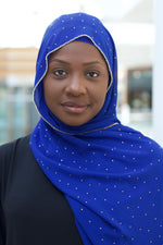 Royal Blue Luxury Rhinestone Chiffon Hijab
