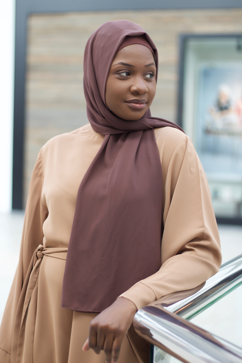 Dark Dusty Brown Luxury Chiffon Hijab