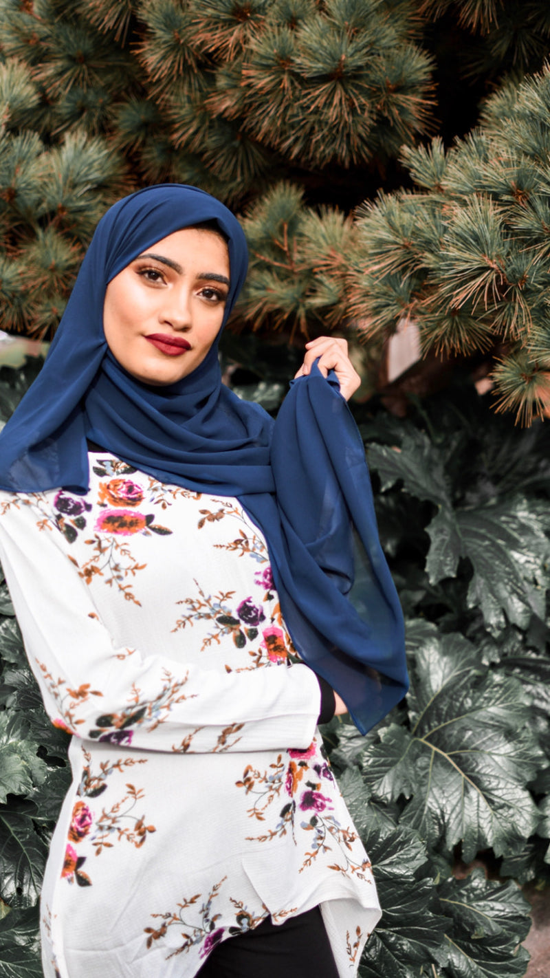 Navy Premium Luxury Chiffon Hijab