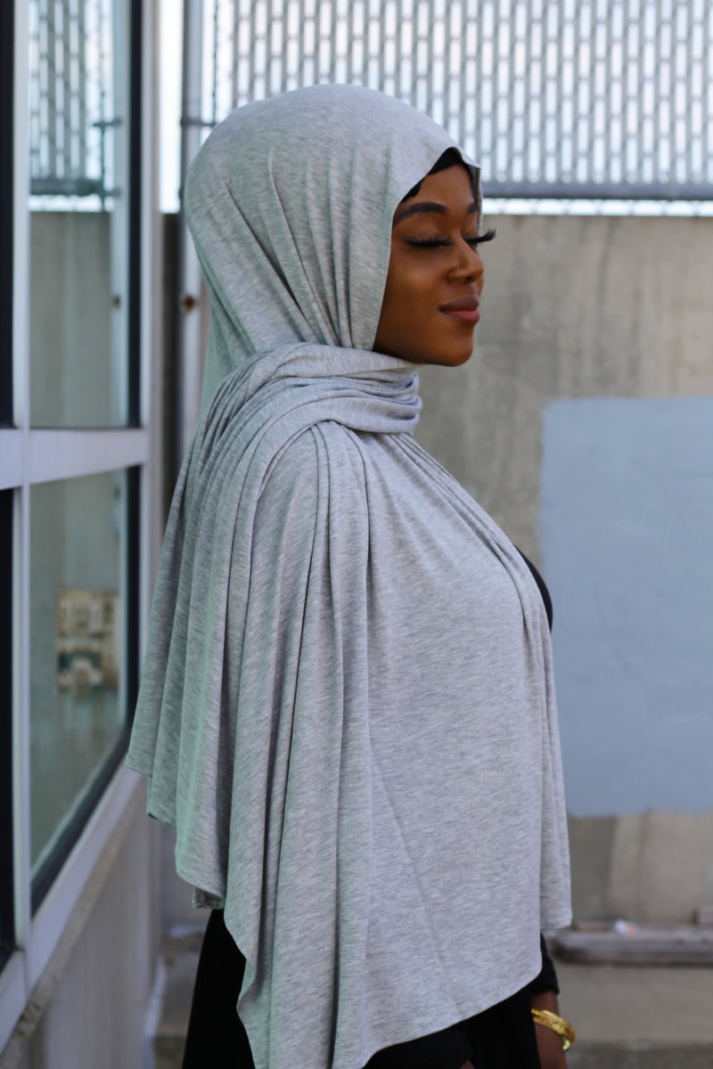 Gray Hoodie Light Weight Jersey Hijab
