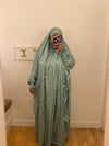 Mint Green Rose Print Prayer Dress Jilbab