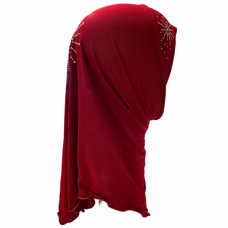 KIDZ Burgundy Rhinestone Hijab