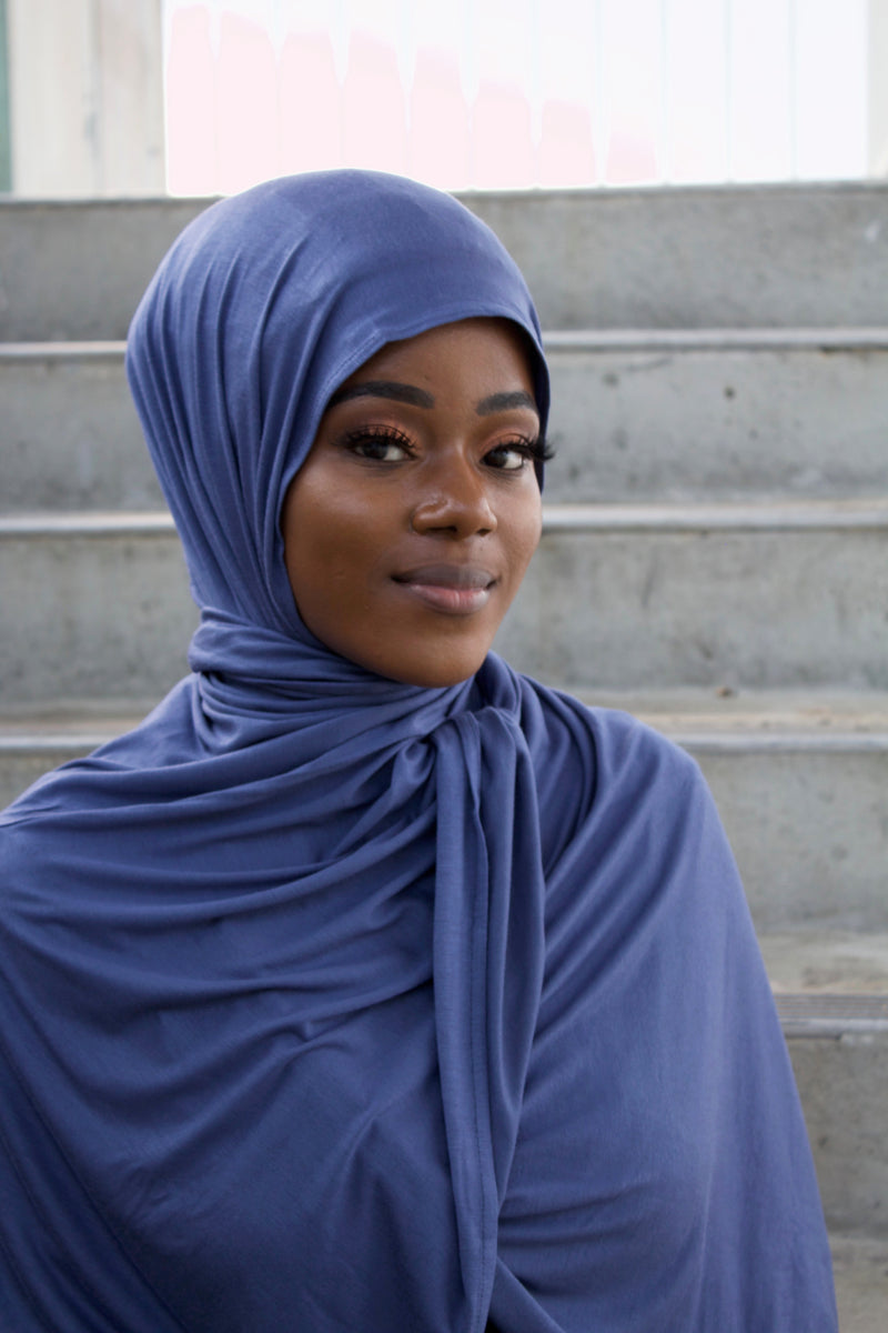 Blue jersey hijab