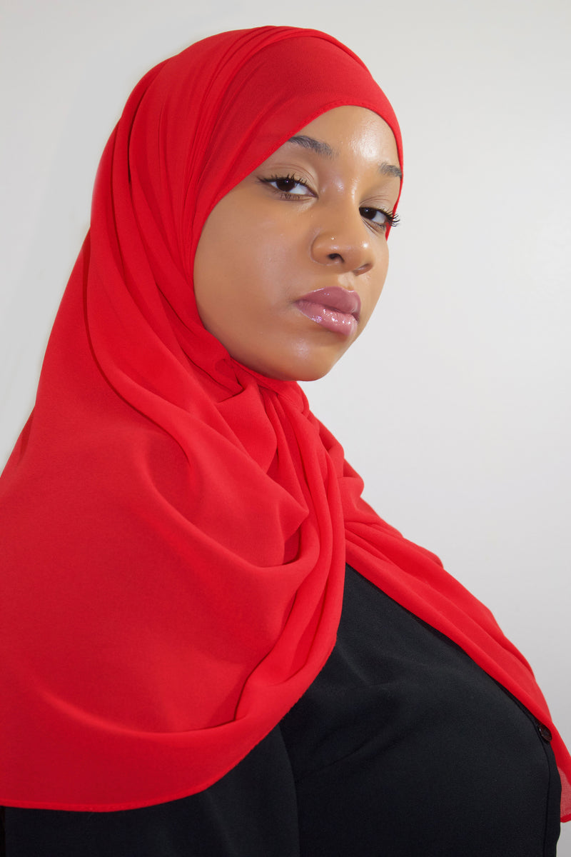 Ruby Red Luxury Chiffon Hijab